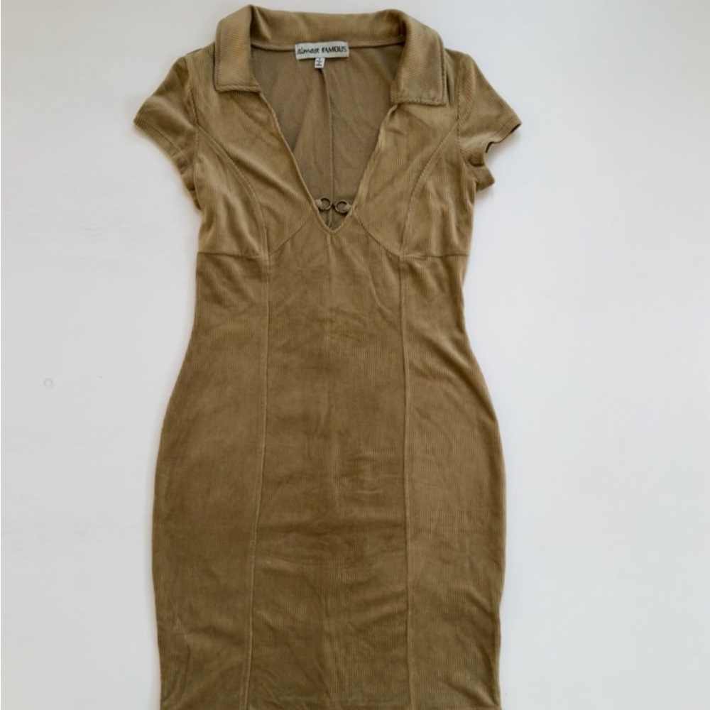 Velvet Tan Mini Dress